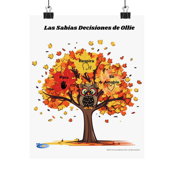 Mini Emozi® Fall Halt, Hoot, Heart Large Poster (Spanish)