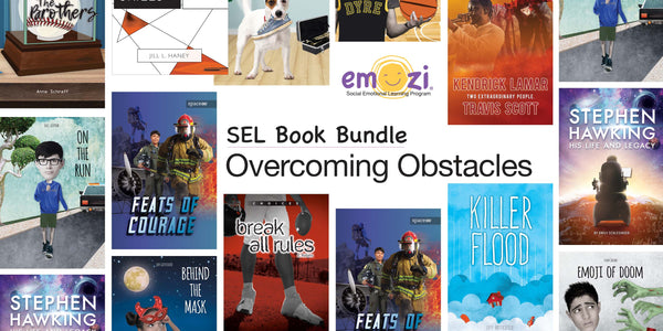 Covers of books included in the Emozi® SEL Overcoming Obstacles Book Bundle. Ten fiction and nonfiction titles